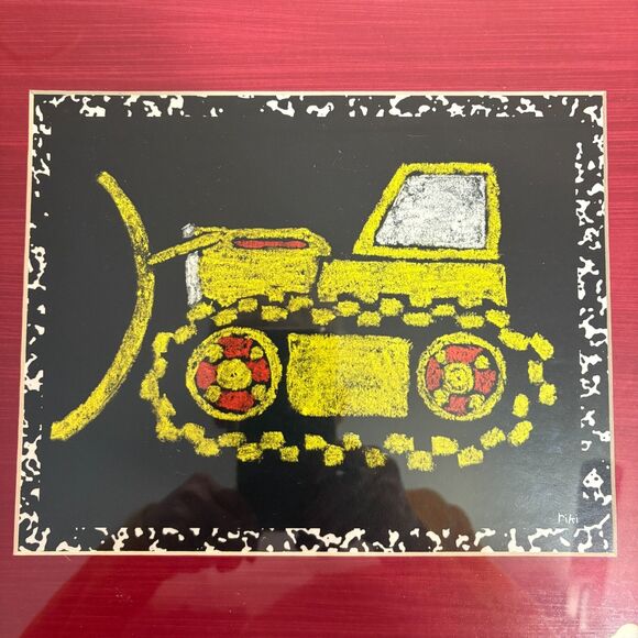 Dump Truck Airplane & Bulldozer Framed Pictures Set of 3 Signed by Riki - Picture 8 of 16